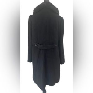Black Wool Coat with Fur